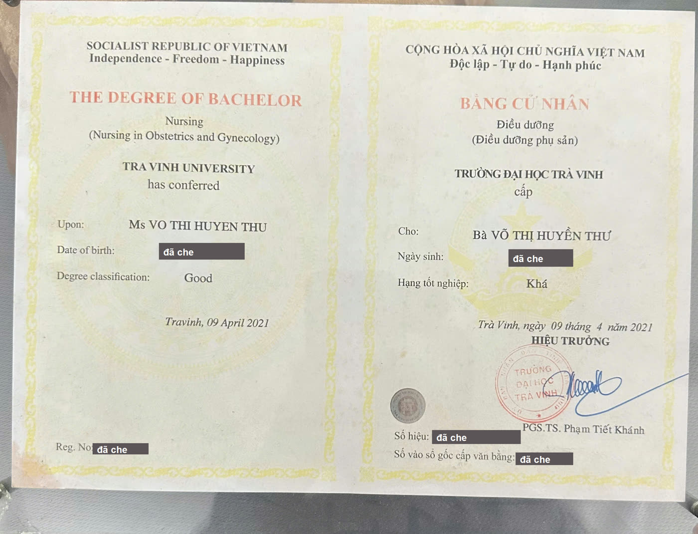 Bằng cử nhân Điều dưỡng