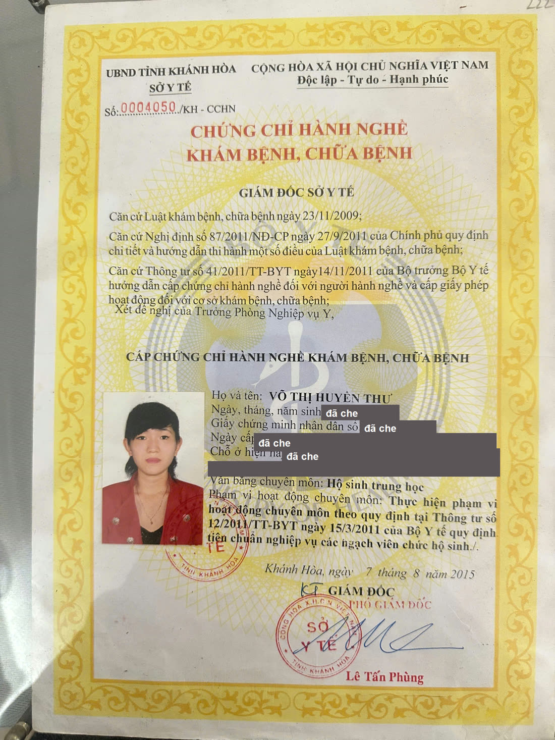 Chứng chỉ hành nghề